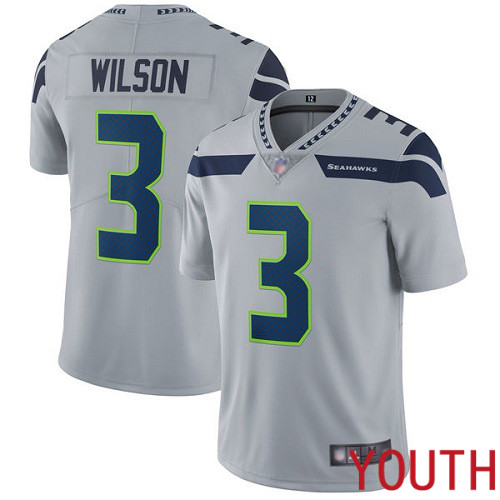 Seattle Seahawks Limited Grey Youth Russell Wilson Alternate Jersey NFL Football 3 Vapor Untouchable